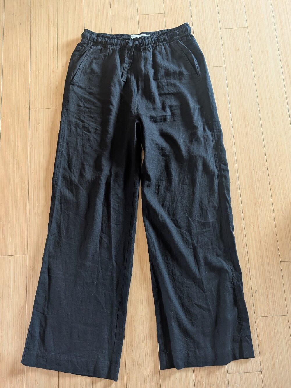In Wear Copenhagen Black Wide-Leg Linen Blend Pants